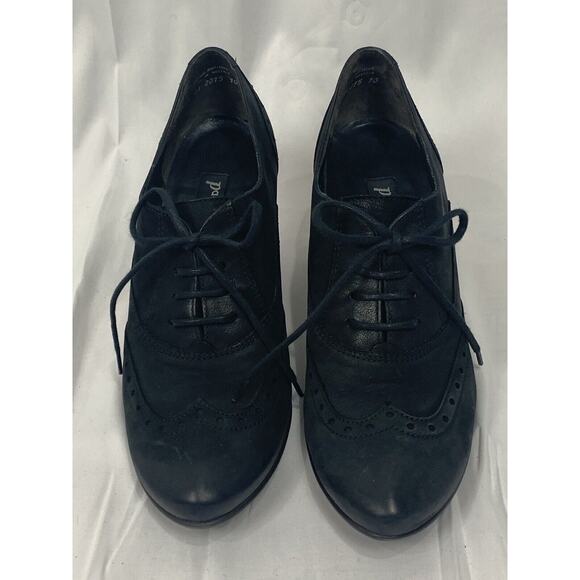 PAUL GREEN Kelsey Nubuck Wingtip Oxford Ankle Booties Pumps Chunky Heels 8 Black - Picture 6 of 14